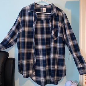 large navy blue flannel